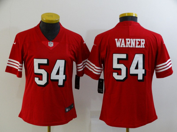 Women's San Francisco 49ers #54 Fred Warner Red Stitched Jersey(Run Small)